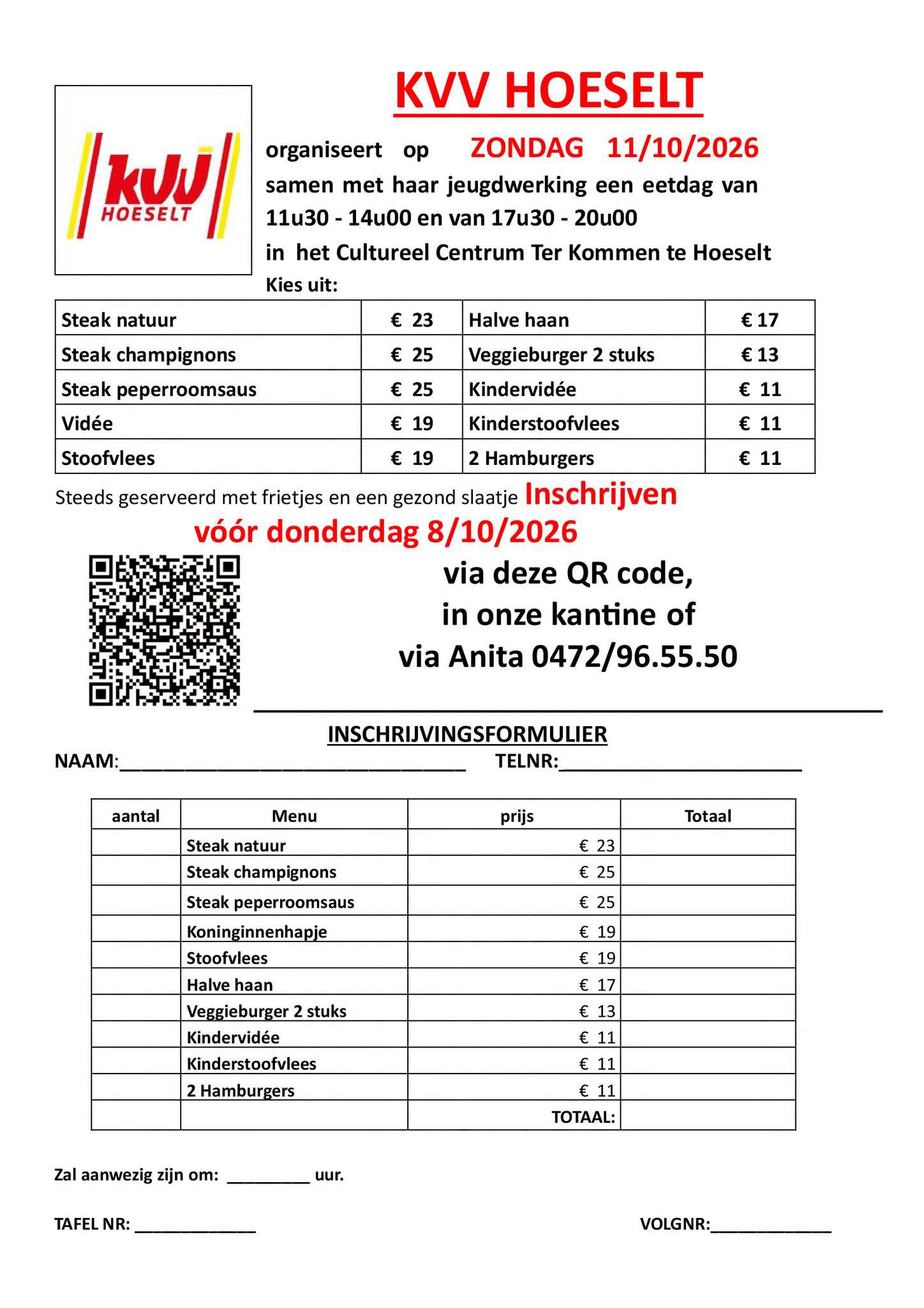 Eetdag: inschrijvingsformulier